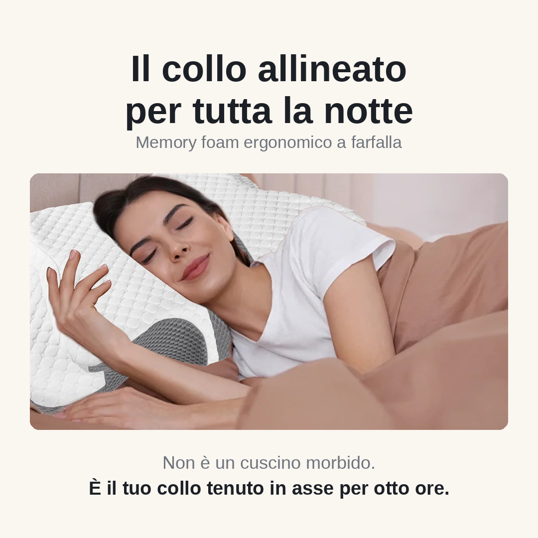 Cuscino cervicale ergonomico in memory foam: il collo allineato per tutta la notte
