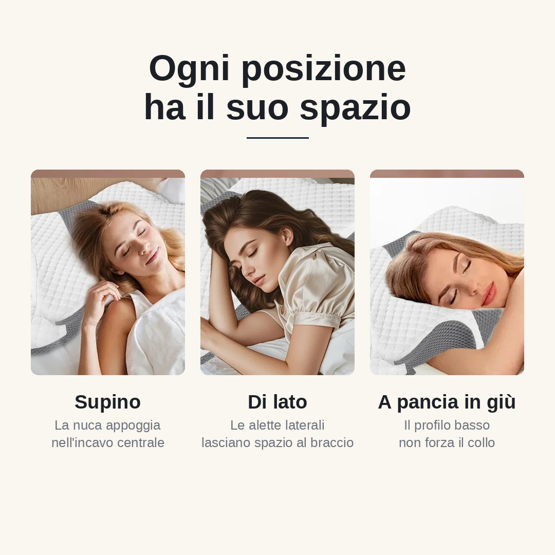 Adatto a chi dorme supino, di lato e a pancia in giù