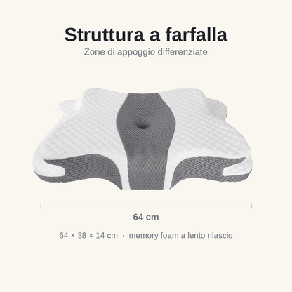 Struttura a farfalla con zone di appoggio differenziate, 64 x 38 x 14 cm